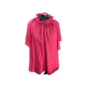 Liz Claiborne Womens Red Bud XXL Button Front Cape With Ruffled Neck